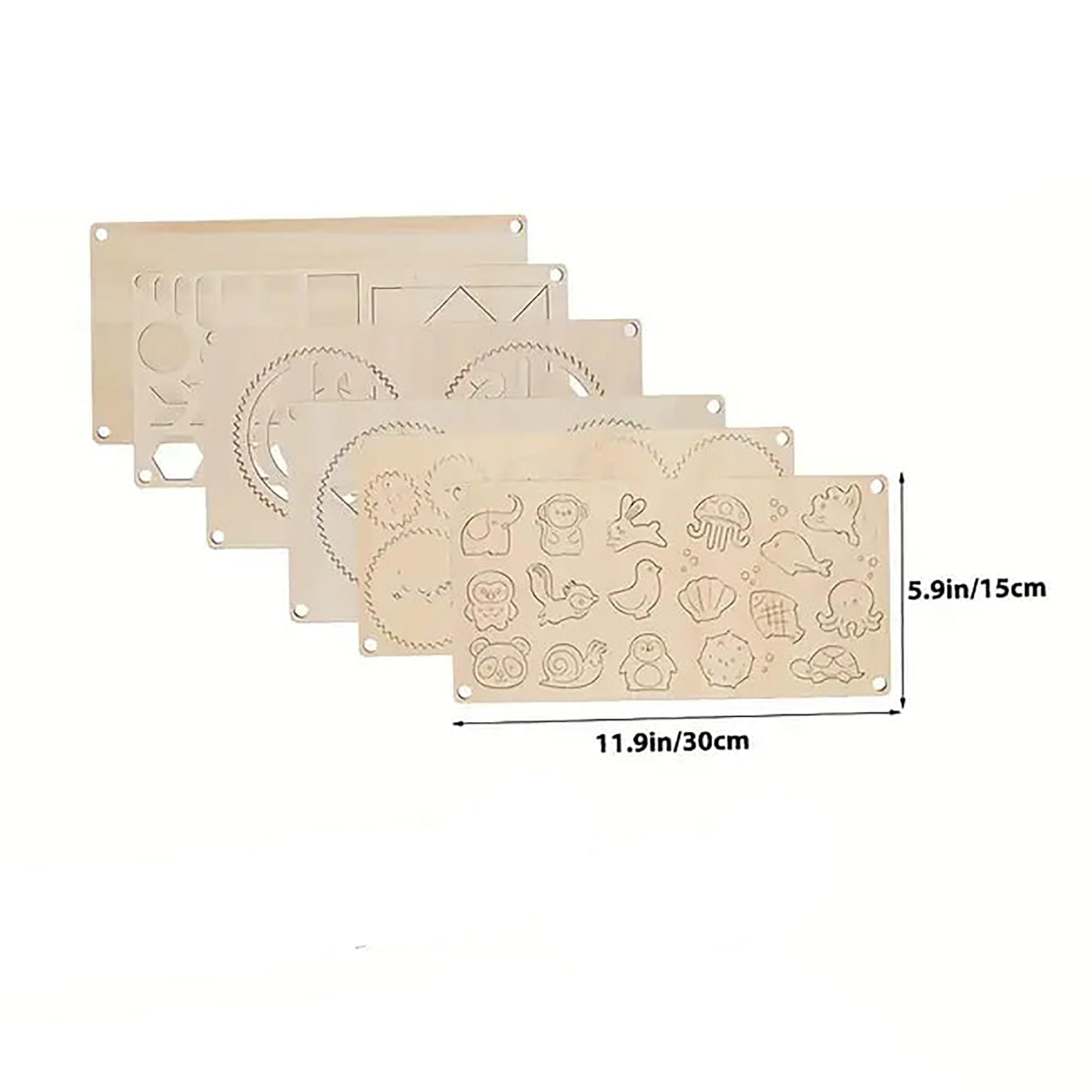 Educational wooden magic ruler stencil set for kids