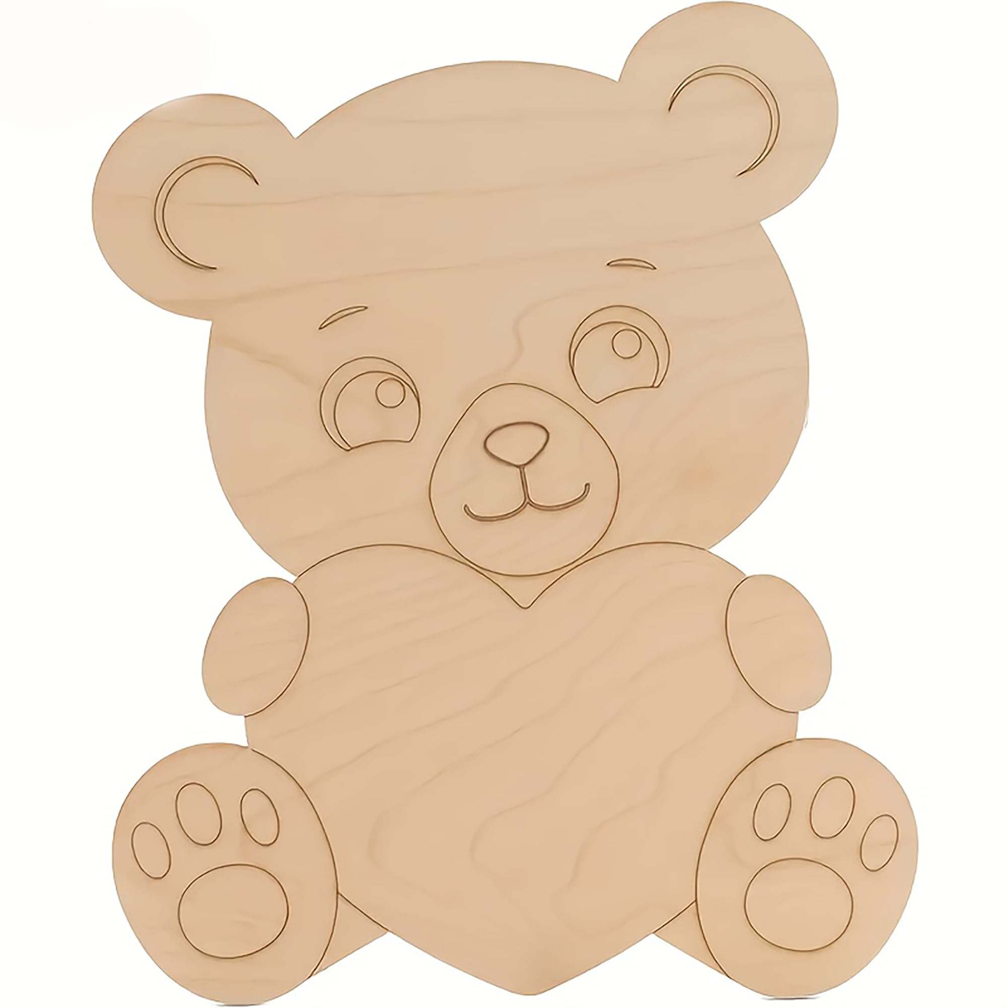 Wooden bear cutouts for crafts diy mdf bear shape decorations heart bear craft for kids
