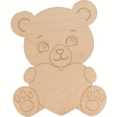 Wooden bear cutouts for crafts diy mdf bear shape decorations heart bear craft for kids