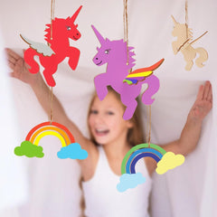 American Elm 9 Pcs Wood Kids Crafts for Kids Crafts Unicorn Craft Rainbow Paint Your Own Sets for Kids Wooden Craft Kits for Kids