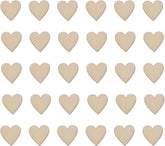 Multiple wooden heart shapes arranged in a grid on a white background