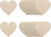 Set of heart-shaped wooden tags on a white background