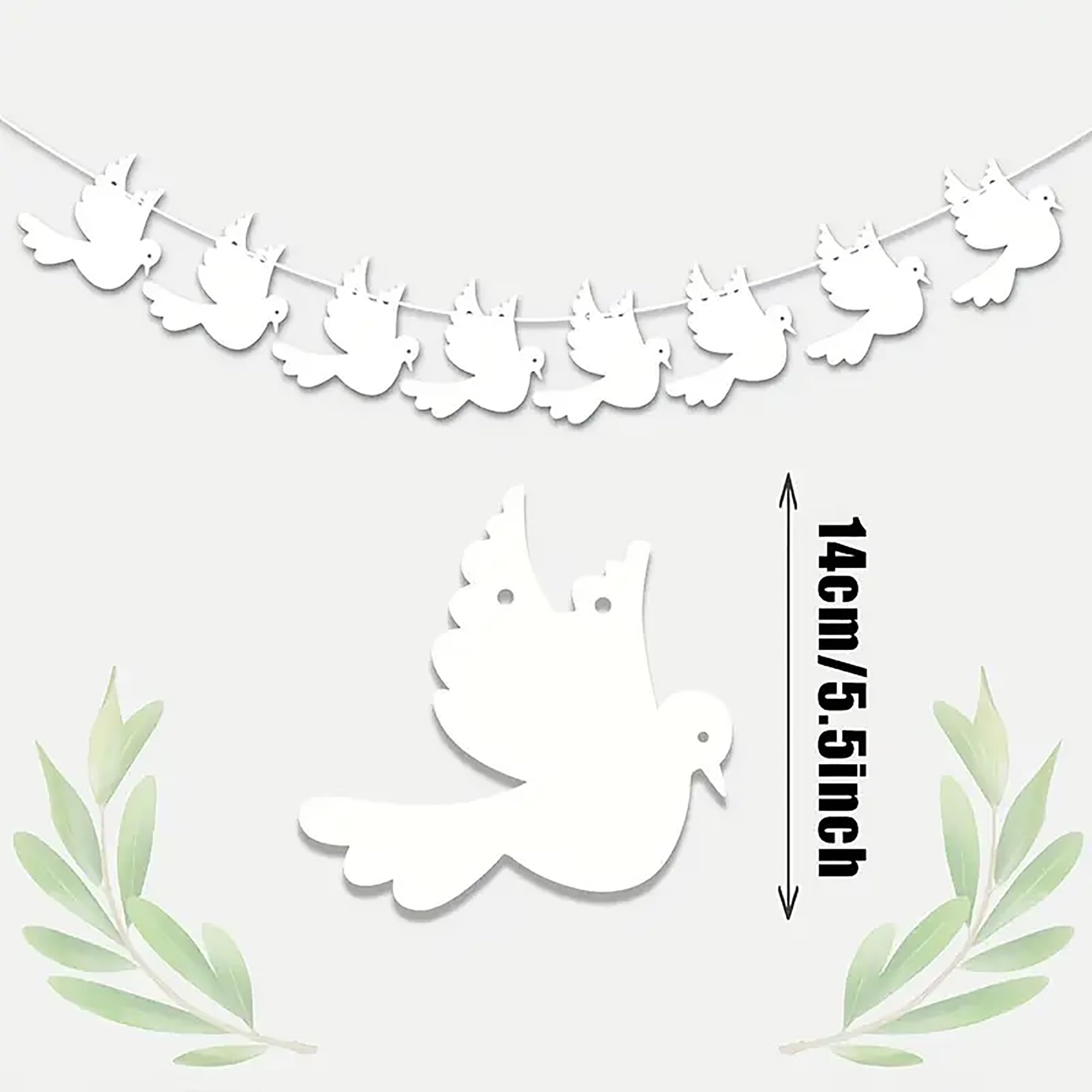 religious white dove garland for baptism party decoration