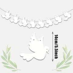 religious white dove garland for baptism party decoration
