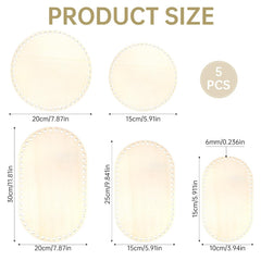 American Elm 5-Piece Oval Basket Bottom Set Wooden MDF Crochet Bases for DIY Storage Baskets & Crafts Weaving