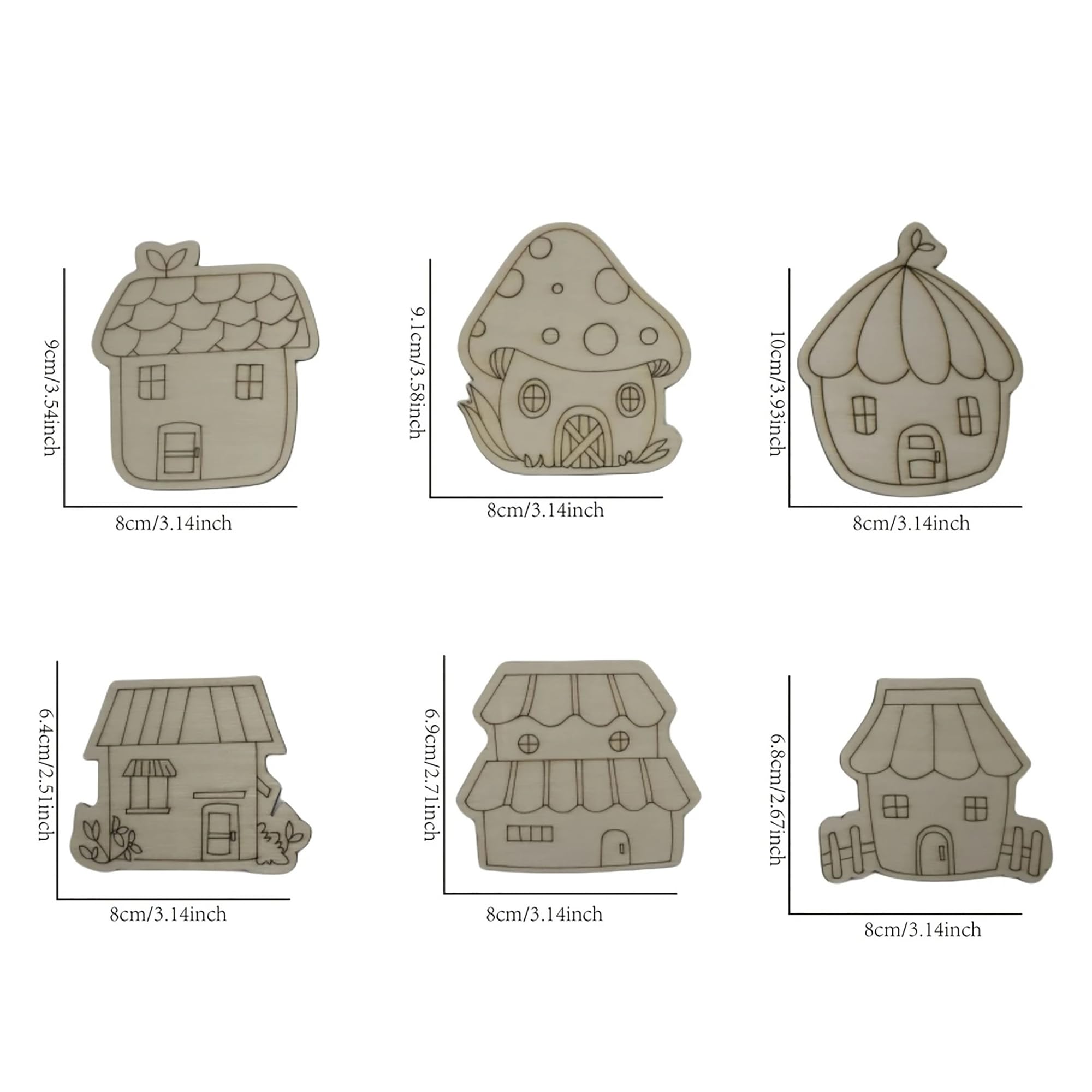 wooden unfinished house ornaments
