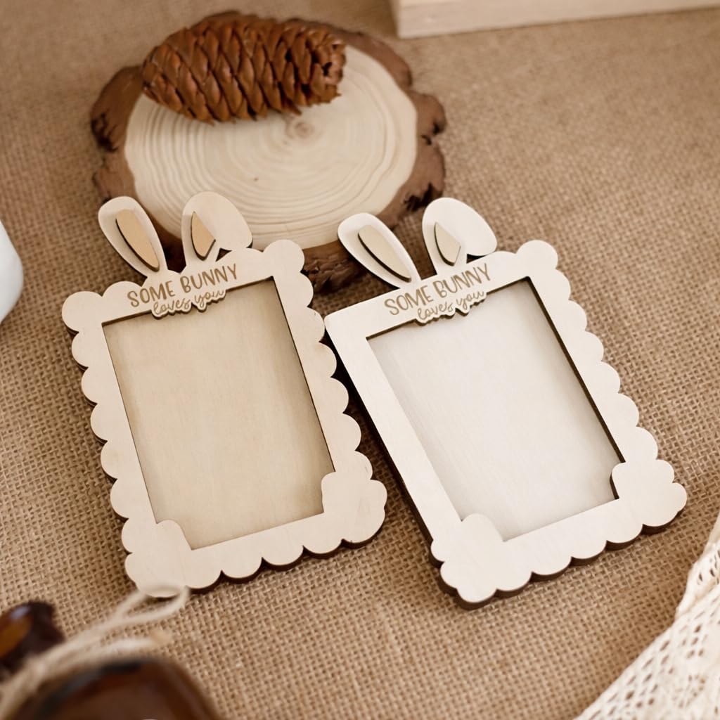 some bunny loves you wooden photo frame with rabbit cutouts