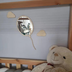 American Elm Mirror Balloon & Clouds Set Unbreakable Kids Room Decor Shatterproof Acrylic & Pine MDF