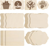 60 PCS Unfinished Wood Cutouts for Crafts - DIY Natural Wood Ornaments & Decorations