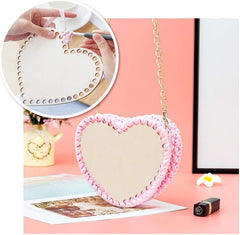 Cliths 2 Pcs Crochet Basket Base Set Circle & Heart Wooden Bases for DIY Basket Weaving, Home Decor MDF Craft Supplies