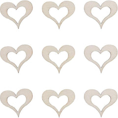 Set of wooden heart shapes on a white background