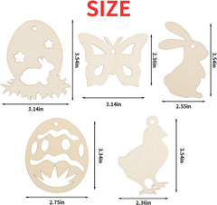 Wooden cutouts of animals with their dimensions labeled