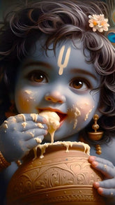 American Elm Krishna Ji HD Printed Aluminum Wall Art Multicolor Spiritual Decor for Home Temple & Festivals