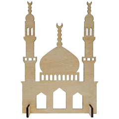 Cliths Wooden Mosque Standing Display Ramadan Eid Home Decor Islamic Art Decoration