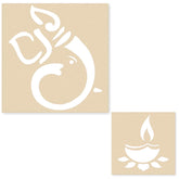 Cliths Wooden Rangoli Set for Diwali DIY Décor Ganpati & Diya Design Cutouts for Painting, Home Decoration, Festival Crafts