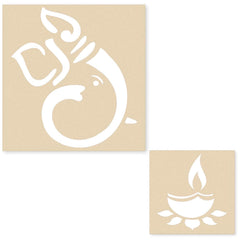 Cliths Wooden Rangoli Set for Diwali DIY Décor Ganpati & Diya Design Cutouts for Painting, Home Decoration, Festival Crafts