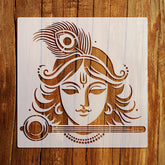 American Elm Krishna Face Stencil for Wall Painting, Lord Krishna Mandala, Reusable Stencil for Wood DIY Home Decor Craft Art