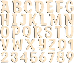 Set of wooden letters and numbers on a white background
