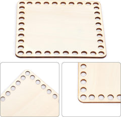 Cliths 5 Pcs Square Wooden Bag Bottoms Knitting Bag Shapers in 5 Sizes with Holes for Crochet DIY Basket Weaving Yarn Craft