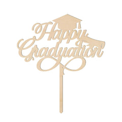 Cliths Happy Graduation Cake Topper Wooden Graduation Decor for College & School Parties, Congrats Cake Decoration