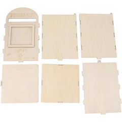 Set of beige wooden photo frames on a white background