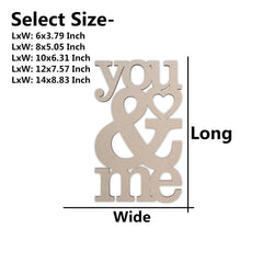 Cliths 'You & Me' Wood Cutout MDF Sign for Couple Decor & Wedding Gifts 2.7mm Thick