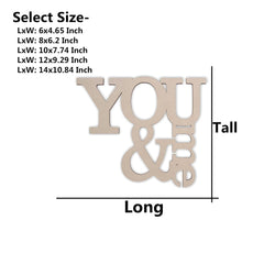 Cliths 'You & Me' Wood Cutout MDF Sign for Couple Decor & Wedding Gifts 2.7mm Thick