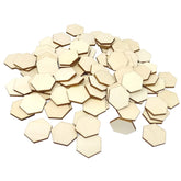 Hexagonal wooden shapes on a white background