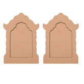 Two brown cardboard panels with decorative cutouts on a white background
