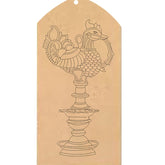 Decorative metal lamp design on a beige background