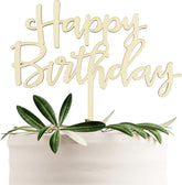 American Elm "Happy Birthday" Cake Topper Wooden Rustic Party Decor, Customizable MDF Birthday Decoration for All Ages