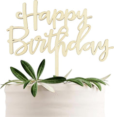 American Elm "Happy Birthday" Cake Topper Wooden Rustic Party Decor, Customizable MDF Birthday Decoration for All Ages