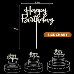 American Elm "Happy Birthday" Cake Topper Wooden Rustic Party Decor, Customizable MDF Birthday Decoration for All Ages