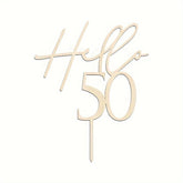 Cliths Wooden Hello 50 Cake Topper for 50th Birthday Anniversary Retirement Party Decorations