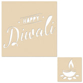 Cliths Wooden Rangoli Set for Diwali DIY Décor Happy Diwali & Diya Design Cutouts for Painting, Home Decoration, Festival Crafts