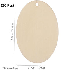 Cliths Pack of 20 Wood Earring Blanks Teardrop & Oval Shapes Pine MDF Pendants for DIY Jewelry Making Craft Supplies