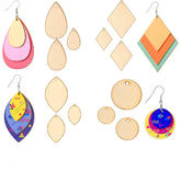 Cliths 120 Pcs Wooden Teardrop Earring Blanks Mixed Size Unfinished MDF Pendants for DIY Jewelry Making