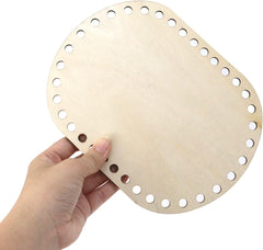Cliths 4 Pcs Oval Wooden Basket Bottom Shapers DIY Craft Bases for Knitting Crochet Bags Basket Weaving Blank Hollow Design