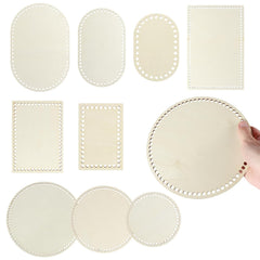 American Elm 9 Piece Wooden Basket Bottom Set MDF Crochet Base Blanks (Oval/Round/Rectangle) for DIY Bags, Baskets & Storage