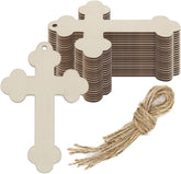 Set of cardboard crosses with twine on a white background