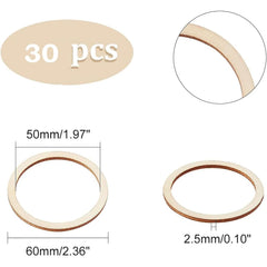 Cliths 30 Pcs Wooden Earring Cutouts Round Linking Rings Pine MDF Charms for DIY Jewelry Making & Craft Projects