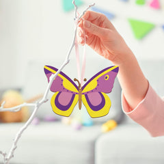 American Elm 10 Pcs Unfinished Wood Butterfly Ornaments DIY Craft Kit Round Discs for Hanging Decor