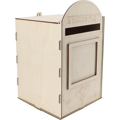 Beige wedding post box with decorative elements on a white background