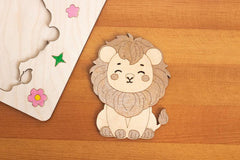 American Elm 4 Pcs Unfinished Wooden Animal Cutouts DIY Craft Kit for Kids MDF Craft Board Elephant, Rhino, Giraffe, Lion Animal Shapes for Painting