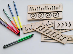 American Elm Montessori Wood Stencil Set Pre-Writing Boards for Kids Educational Stencil Set for Pre-Writing & Tracing Montessori Activity