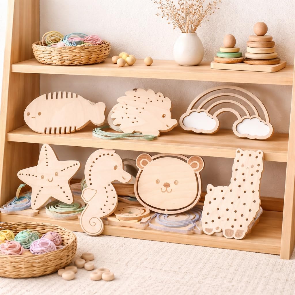 Montessori threading toy for preschool kids