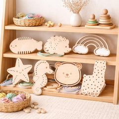 Montessori threading toy for preschool kids