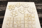 Cliths Pack of 9 Wooden Puzzle Blanks Puzzles Square, Heart & Hexagon Shapes for Painting Crafts