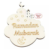 Cliths 10 Pcs Ramadan Mubarak Wooden Cutouts Islamic Home Decor DIY Eid Crafts Crescent Moon Shapes