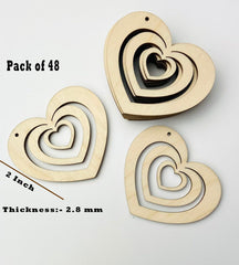 American Elm Pack of 48 Wooden Heart Cutouts MDF Craft Blanks for DIY Earrings, Valentine Decor, Jewelry Making & Painting